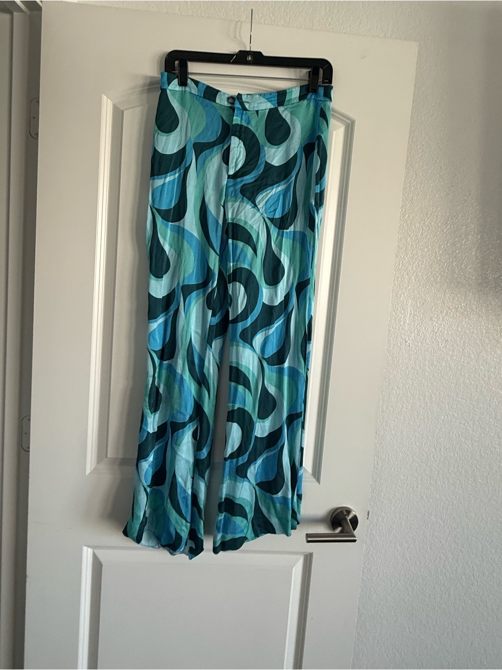 Satin Teal Wave Zara pants